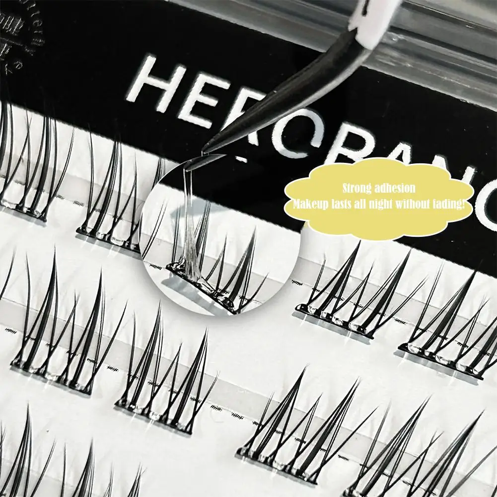 Glue-Free False Eyelashes Clusters - DIY Fox Eye Segmented Lashes Mixed Lengths Professional Volume Lash Extensions Single Lash