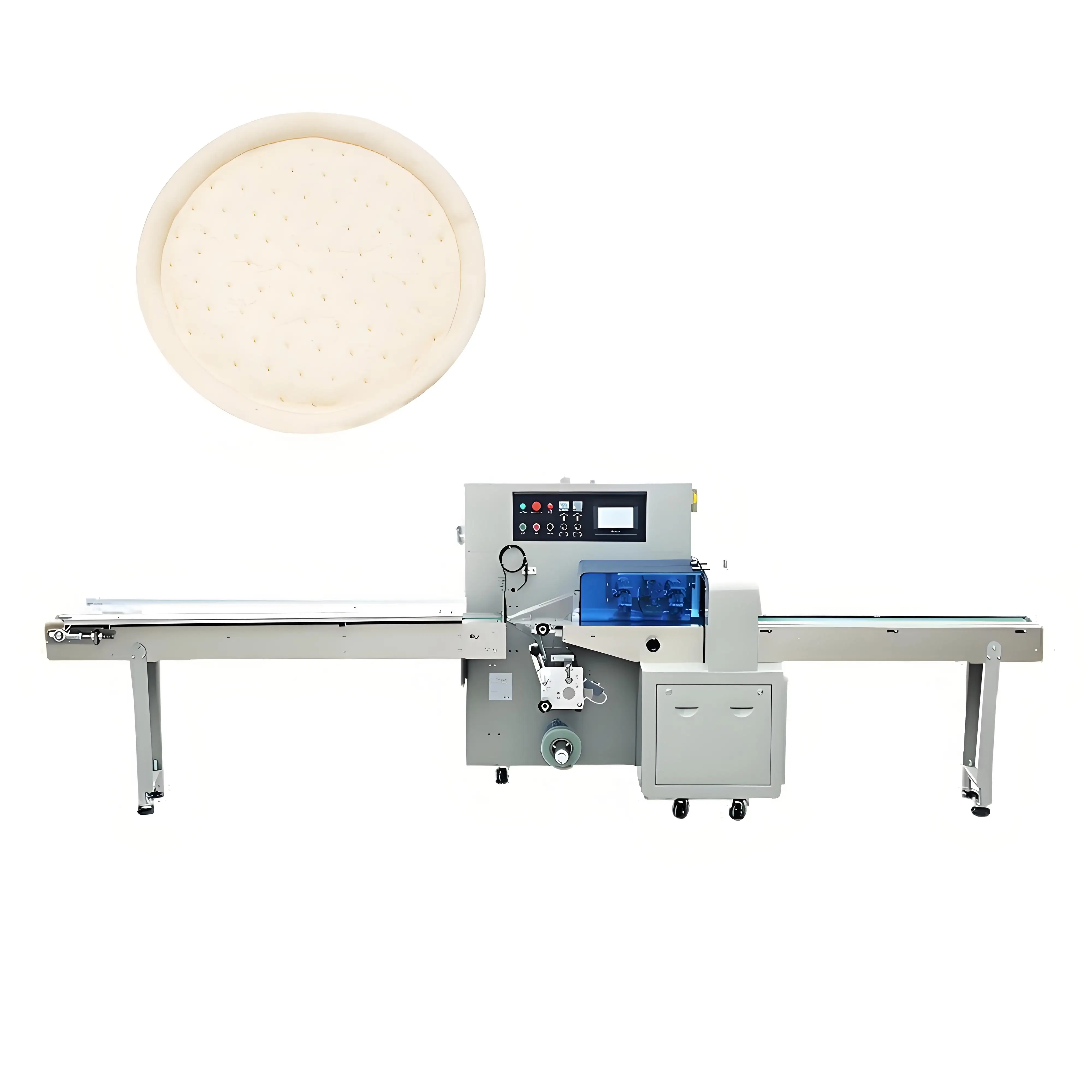 Horizontal Tortilla Pita Bread Pizza Base Pillow Packing Machine Wrapper Flow Pack Machine Pillow Bag Packaging Machine