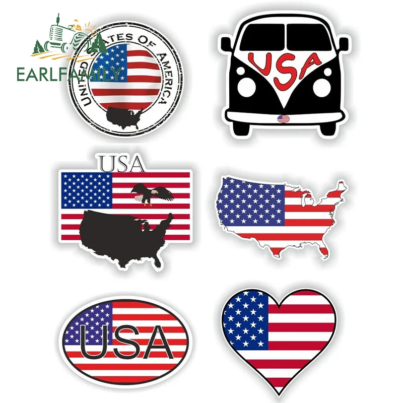 

EARLFAMILY 13cm for USA Country Flag Car Sticker Racing Drifting Refrigerator Decal Fashionable Car Door Protector RV Decoration