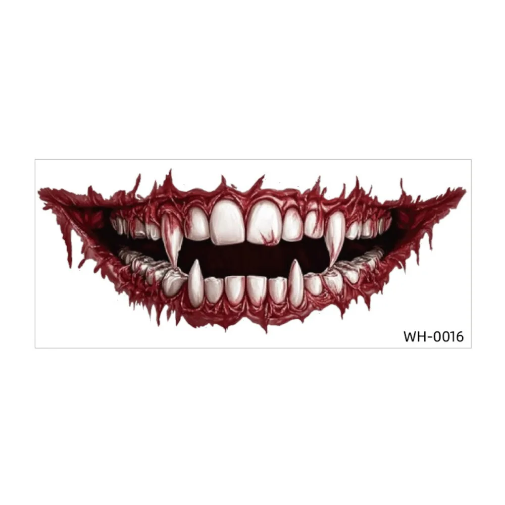 DIY Big Mouth Tattoo Sticker Scary Bloodiness Waterproof Face Decorations Sticker Creative Fake Temporary Scar Stickers