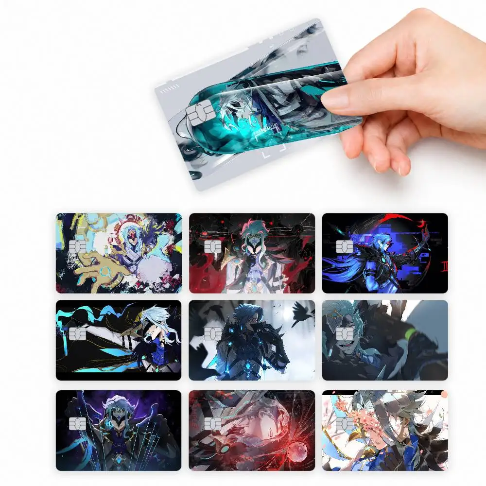 Genshin Impact Dottore  4pcs Credit Card Skin Stickers Suitable for Bank Debit Subway Bus Transit Pass Decorative Cover