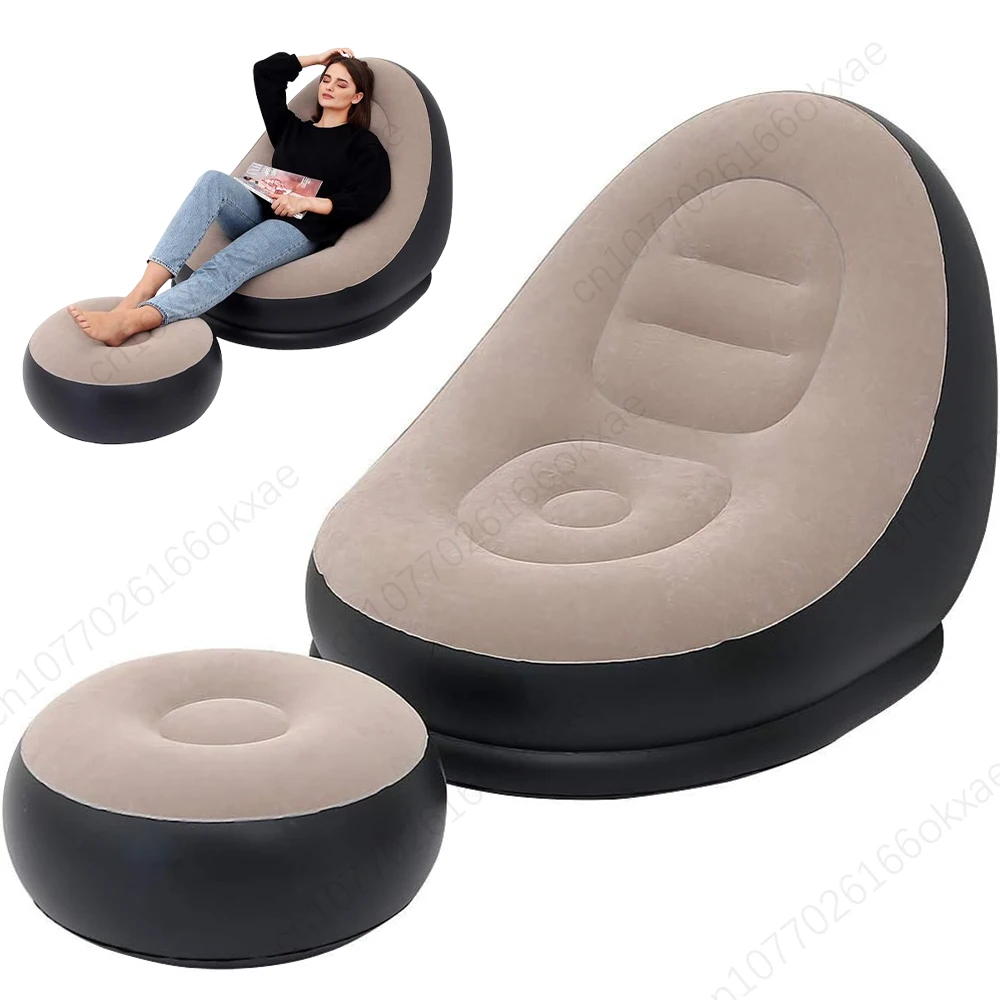 Sofa Lazy Sofa Set  Inflatable Leisure Bean Bag  Outdoor Foldable Recliner Bed Fluffy Seat Tatami Footstool Bedroom Chair