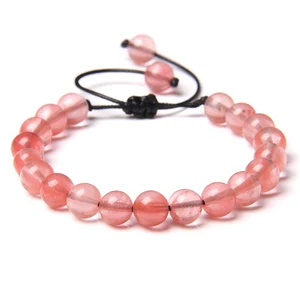 Rot Orangensteinarmband 8 mm natürliches Agat Wassermelone Fackt Wasserstraße Verstellbare Yoga Lucky Armband Armbänder für Frauenschmuck 6 Hauptverkaufsarmbänder mit Orangensteinen - №1