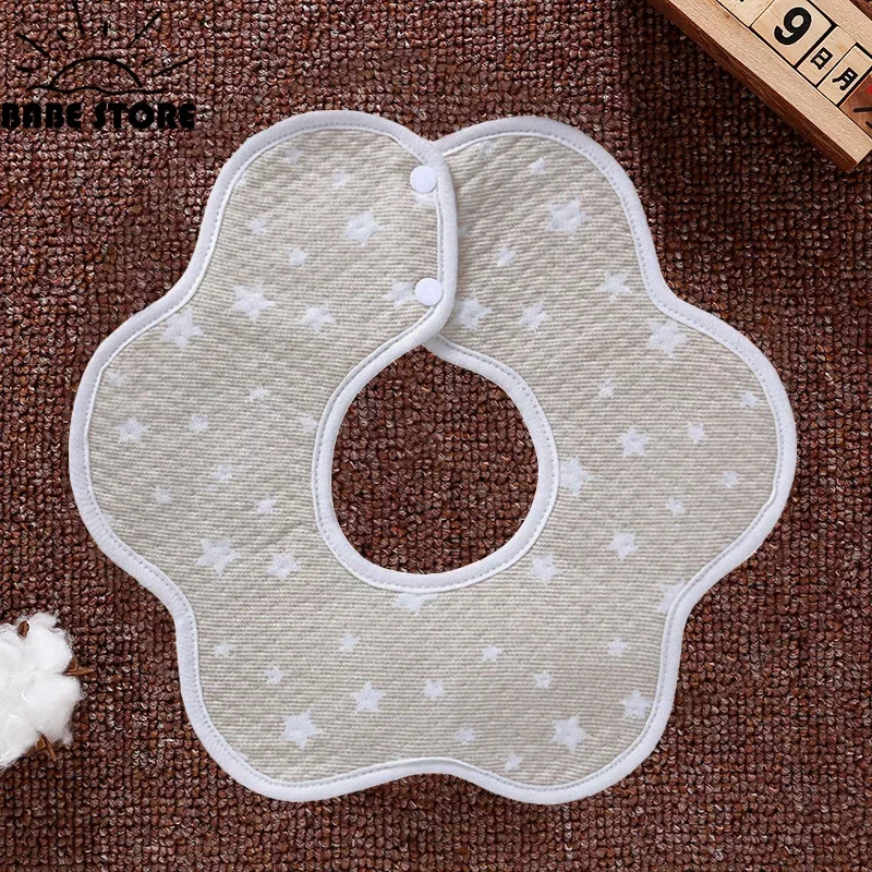 New Baby Saliva Towel Waterproof Octagonal Saliva Towel Baby Products 360° Snap Button Petals Newborn Bib Baby Products