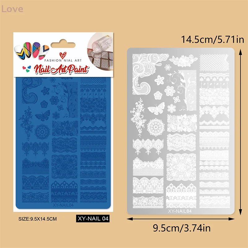 9.5X14.5cm كبيرة الحجم مسمار ختم لوحات فراشة زهرة الأفعى تصاميم مسمار الفن قالب DIY بها بنفسك مسمار ديكور الإستنسل استخدام #6