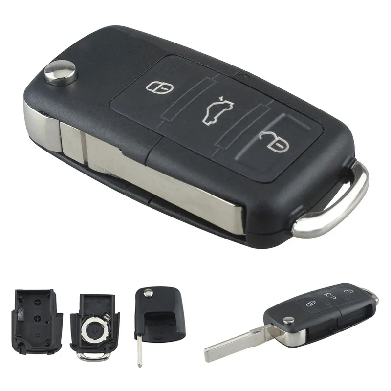 

3 + 1 Buttons Black Smart Remote Replacement Key Case No Chip with Uncut Car Flip Key for Volk swagen B5 / for Pas sat