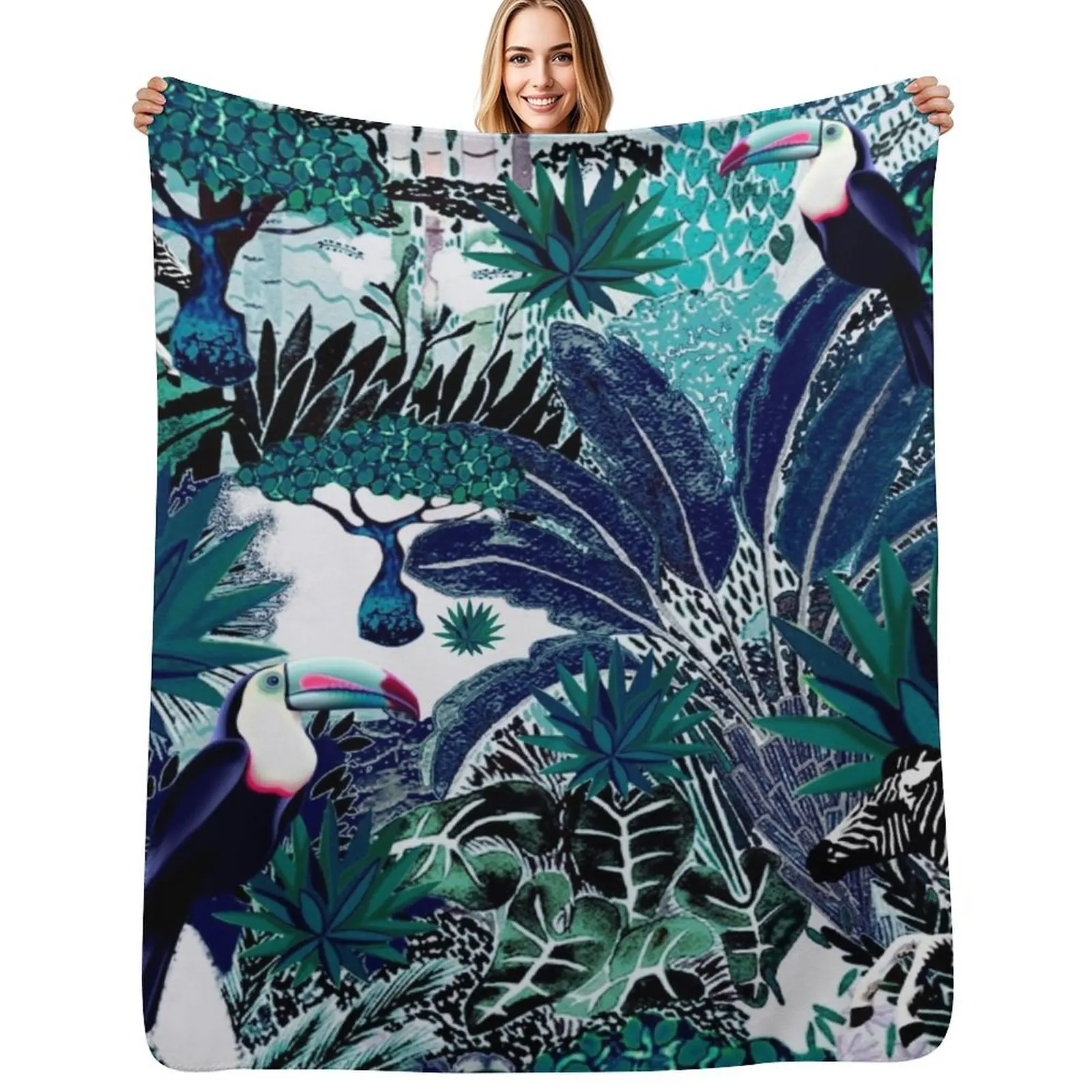 

Jungle Safari Throw Blanket Portable Lightweight Blanket for Travel Camping