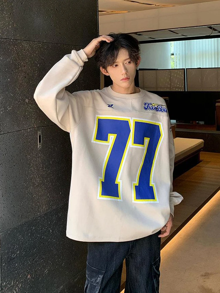 

Мужская толстовка в стиле стритвир/хип-хоп с длинным рукавом, свободного кроя, из хлопка и полиэстера, в американском уличном стиле, для гонок/хоккея