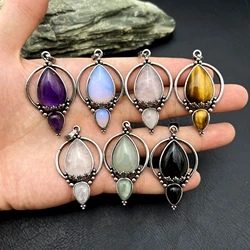 10PCS Natural Stone Rock Crystal Quartz Amethysts Vintage Pendant