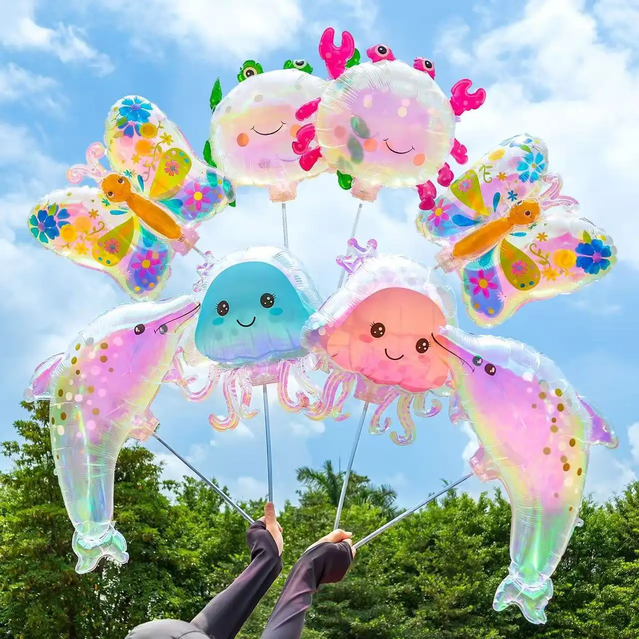 Cartoon Colorful Animal Balloons Iridescent Kids Daily Holiday Birthday Style Party Handheld Inflatable Party Photo Decoration