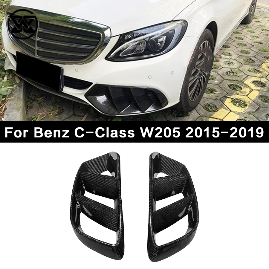 Front Bumper Fog Lamp Frame Lip Splitter Side Air Intake Spoiler For Benz C Class W205 C180 200 2015-2019 Car Tuning Upgrade