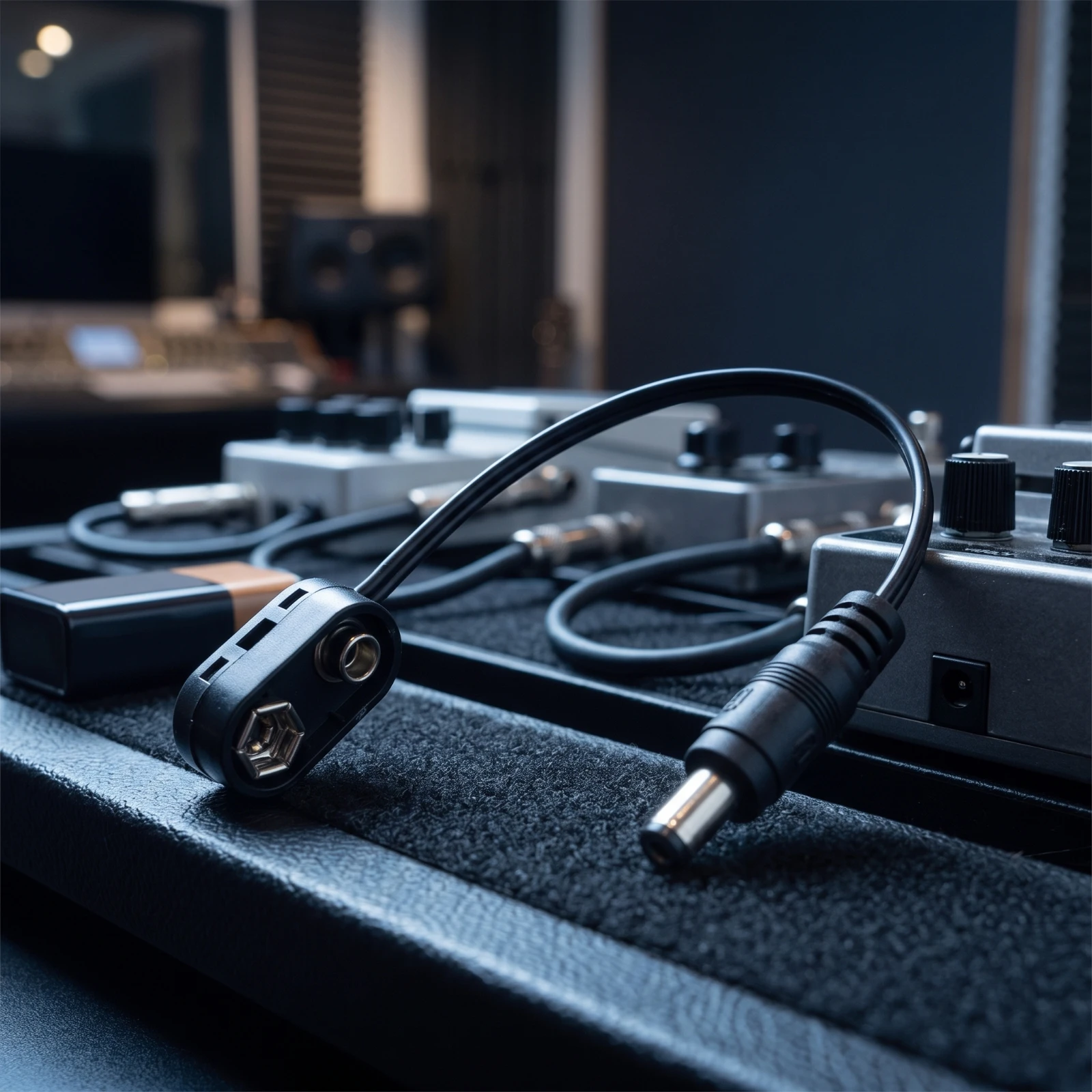 9V Battery Snap to DC Cable Pedalboard-Friendly Battery Clip to DC Adapter Compact Pure Current for Guitarists, Rehearsal