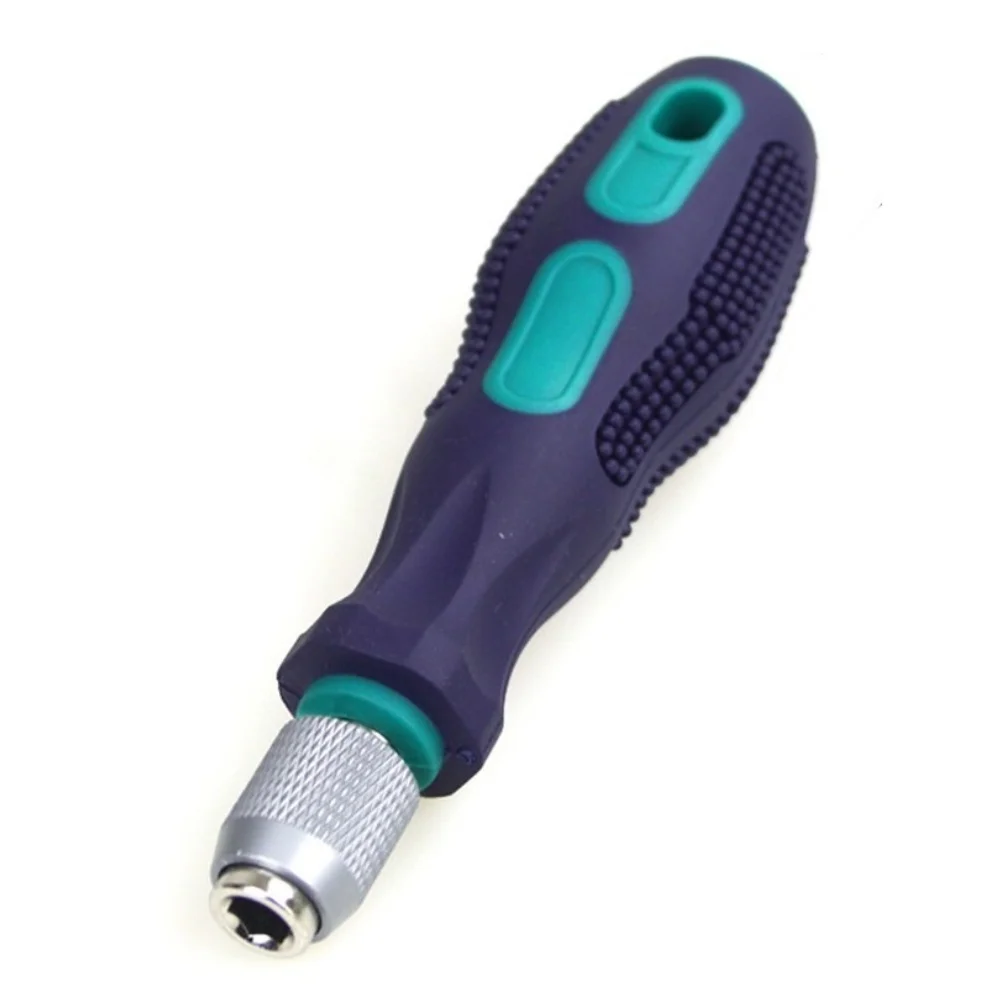 Selbstsichernder Schraubendrehergriff mit 6,35-mm-Schnellwechselspannfutter, rutschfester Gummigriff für 1/4-Zoll-Bits, Schraubendreher-Bithalter