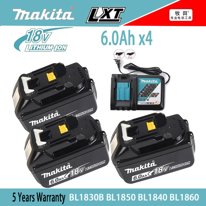 100% New original Makita 18V battery and charger, replaced with Makita BL1860 BL1850B BL1850 BL1840 BL183018V 9.0Ah power tool