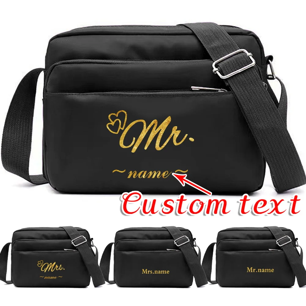 Customized Name New Portable Multi-layer Travel and Leisure Simple Black Storage Bag Single Shoulder Crossbody Bag
