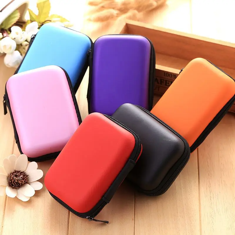 Mini Rits Harde Hoofdtelefoon Case PU Lederen Oortelefoon Opbergtas Beschermhoes USB Kabel Oordopjes Pouch Box Oortelefoon Case