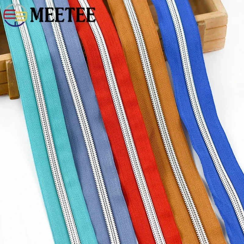 1-10M 5# Meetee Nylon Sewing Zippers Closure By The Meter Bag Clothes Decor Zips Plasic Coil Zipper Roll Repair Kit Accessories