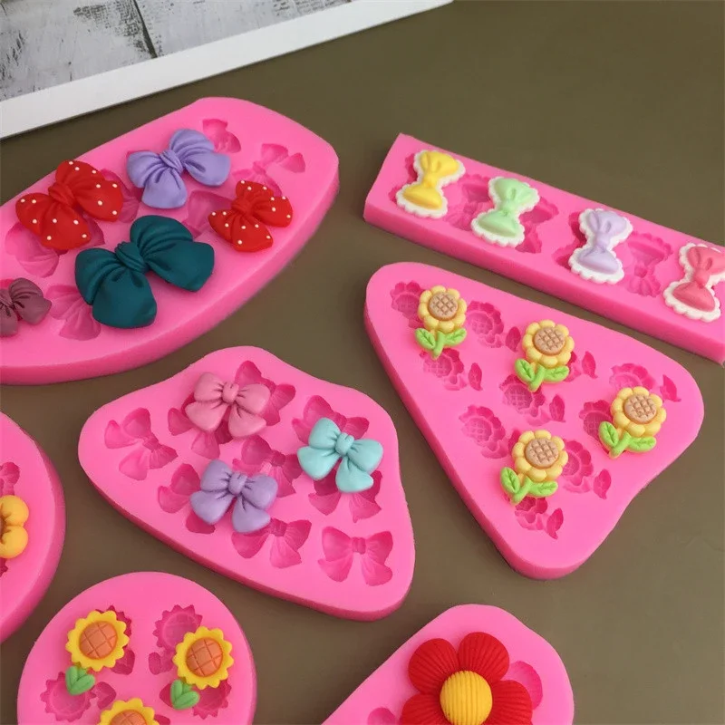 Cute Cartoon Silicone Molds DIY Flowers Bow Bee Fondant Cupcake Fondant Cake Decorating Chocolate Candy Baking Mold Tools - view 4