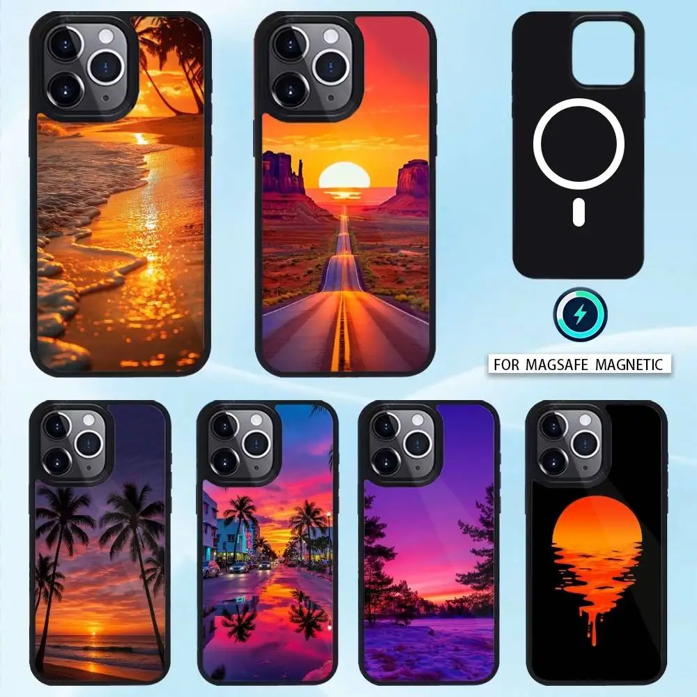 

S-Sunset Phone Case For iPhone 16,15,14,13,12,Pro,Max For Magsafe Magnetic Wireless Charging