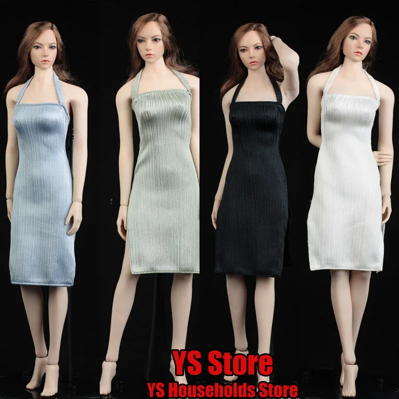 In Stock VORTOYS V1019 1/6 Women Soldier Beauty Slit Skirt Solid Color Dress Clothes Accessory For 12 inch Action Figures Body