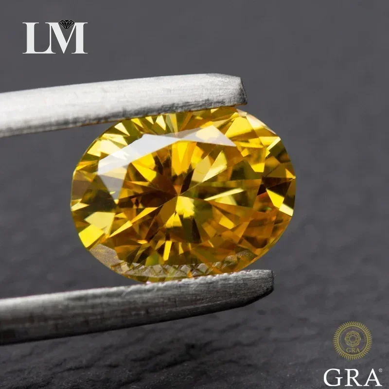 NEW Moissanite Stone Golden Yellow Color Oval Cut Lab Created Heat Diamond DIY Jewelry Rings Earrings Making With Certificat