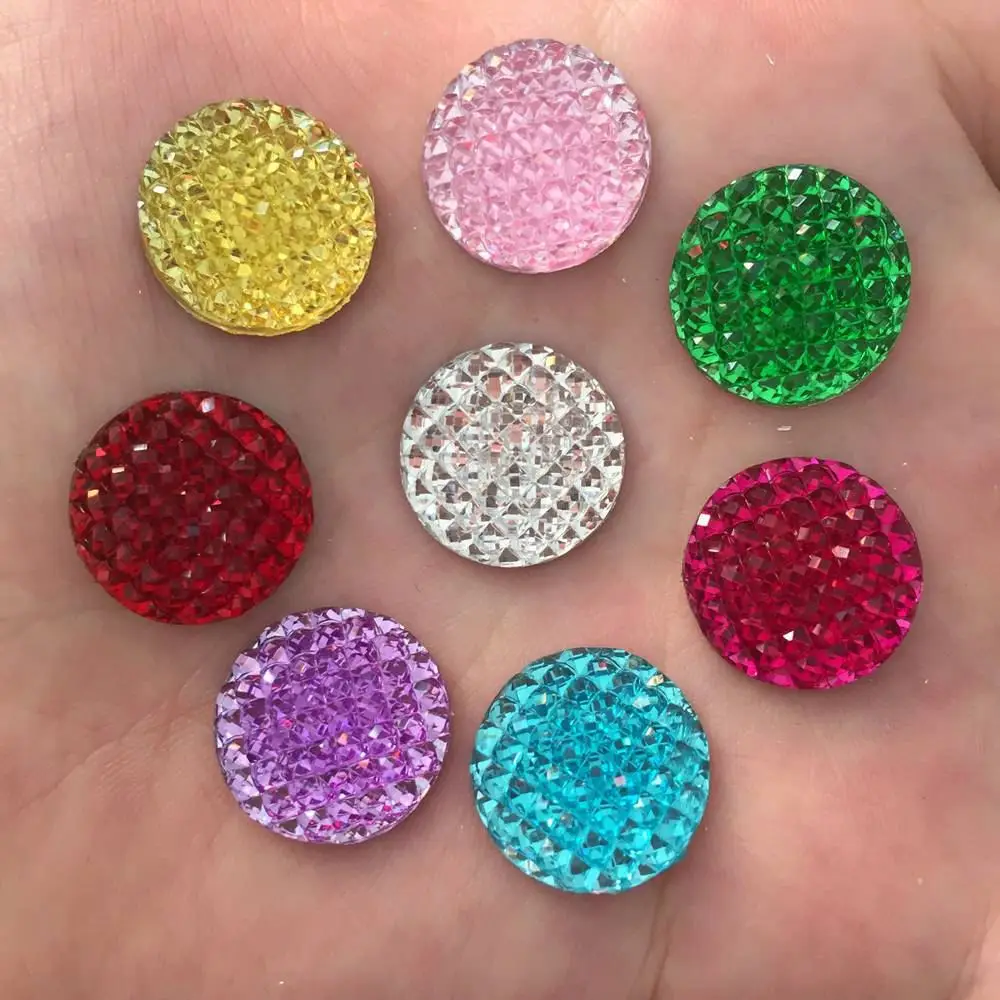 DIY Craft 20pcs 16mm Resin Round Dotted Rhinestone Flatback Cabochon Gem K10