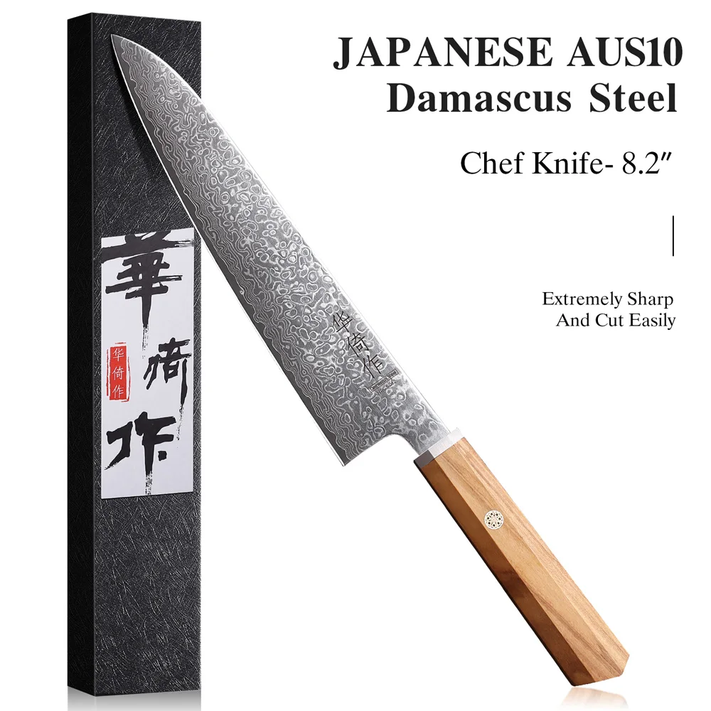 8.2-inch Japanese Chef Knife 67 Layer Damascus Steel Handmade Kitchen Knives Sharp Meat Slicing Vegetable Cooking Kitchenware