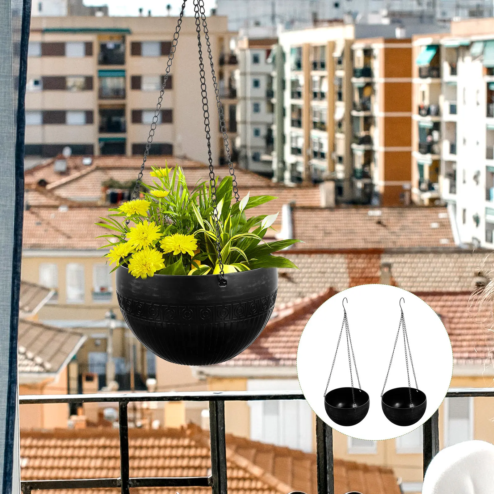 Self-Watering Hanging Planters 2pcs Thick Indoor Outdoor Flower Pots for Balcony Garden Automatic Watering Basket