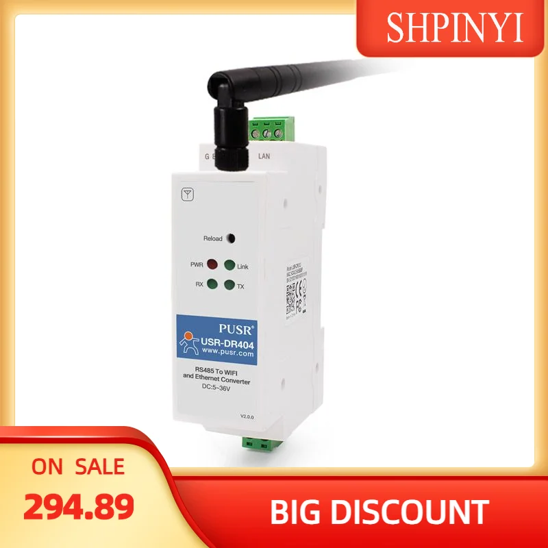 PUSR USR-DR404 1 port Din Rail Modbus RTU to TCP RS485 Serial to WiFi to Ethernet converters