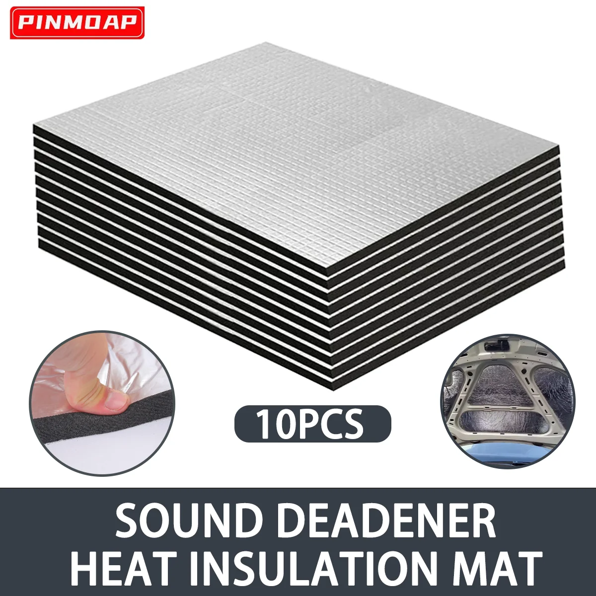 10PCS 5mm Car Heat And Sound Aluminium Foil Insulating Cotton Mats Door Bonnet Vibration Isolating Mats Noise