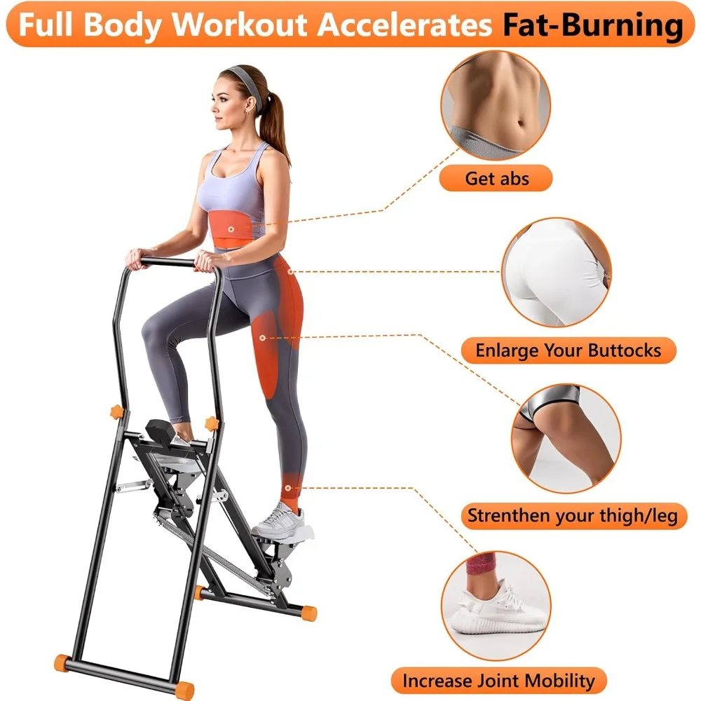 متسلق عمودي لتمارين القلب المنزلي: سائر درج مدمج مطور مع مقاومة قابلة للتعديل للتدريبات لكامل الجسم