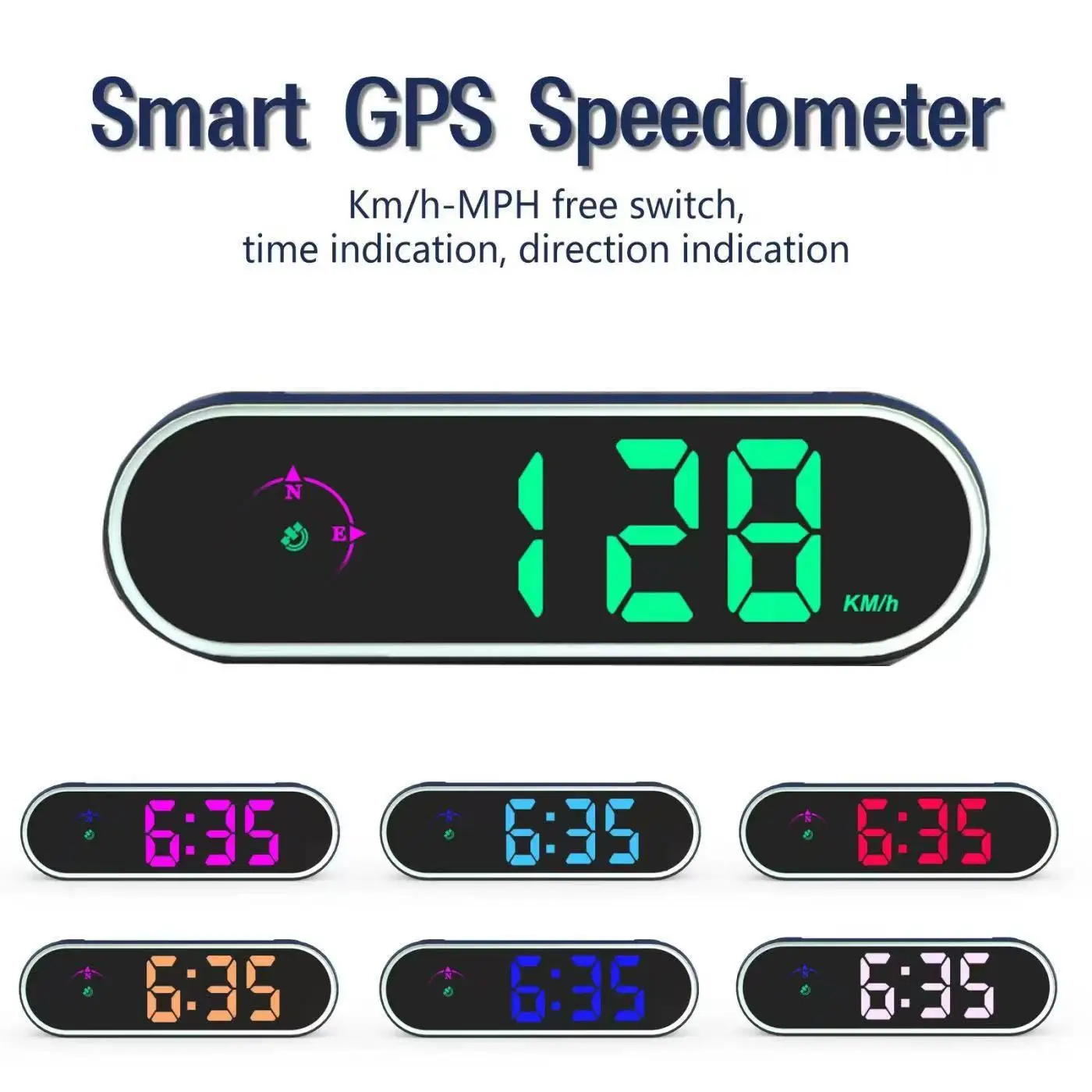 

Многоцветный автомобильный HUD-спидометр с GPS, цифровой дисплей скорости, переключаемый режим KMH/MPH, для лобового стекла автомобиля