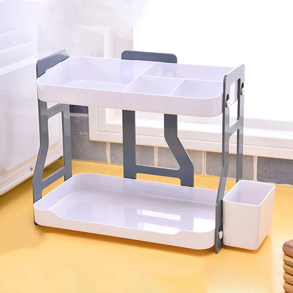 

Storage Rack Sundry Double Layer Desktop Organizer Holder Household Bathroom Shelf Shelving