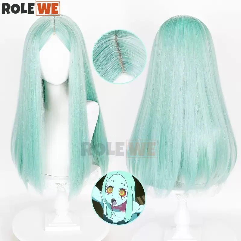 

High Quality Rebecca Cosplay Wig Long Becca Cyan Straight Heat Resistant Hair Party Anime Rebecca Wigs + Wig Cap