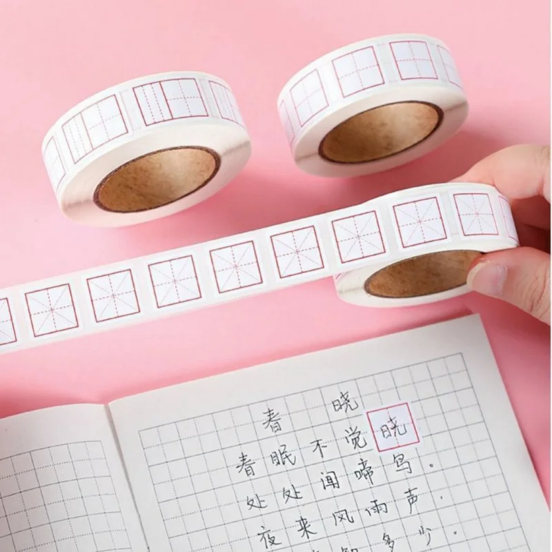 500pcs Chinese Writing Error Correction Stickers，Grid  Sticky Notes，Student Practice Writing Correction Tape Chinese Stationery