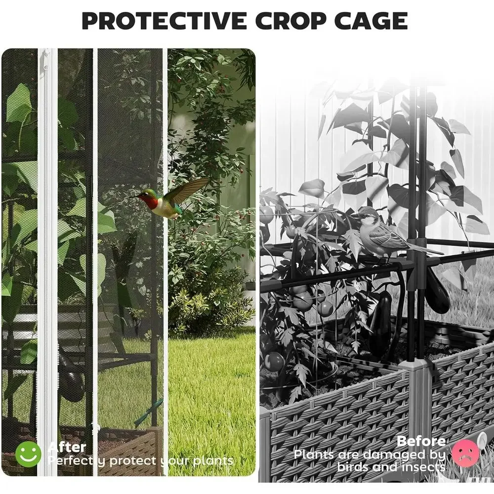 Elevated Garden Bed with Trellis, 46.5 Tomato Support, Self-Watering Planter with Drainage, Suitable for Outdoor Climbing Plants view 5