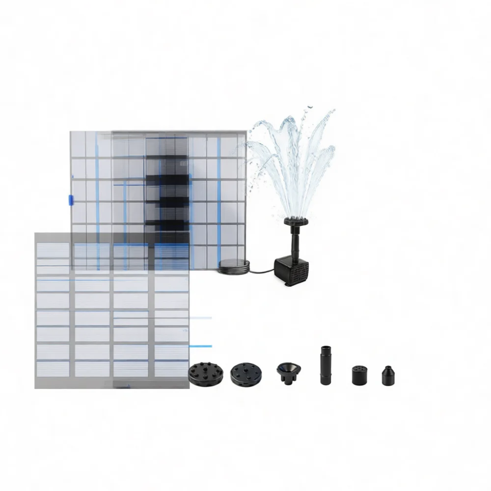 Solar Powered Square Fountain Pump LED Light Outdoor Floating Water Feature Garden Lawn Pond Decoration Eco Friendly
