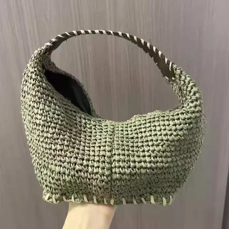 

2025 New Handmade Woven Handbag Casual Large Capacity Commuter Women Bag High-quality Grass Woven Shoulder Bag Crossbody Bag