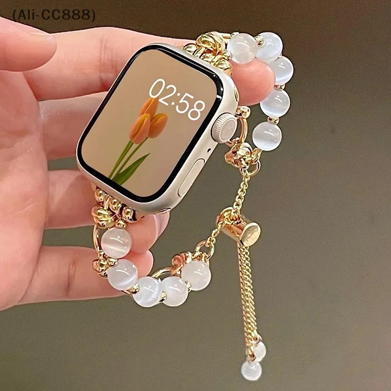 

〔CC88〕Metal Strap for UItra 8 7 49mm 45mm 44mm Luxury Crystal Pearl Bracelet For IWatch Series 6 5 SE 42mm 40mm 38mm Band