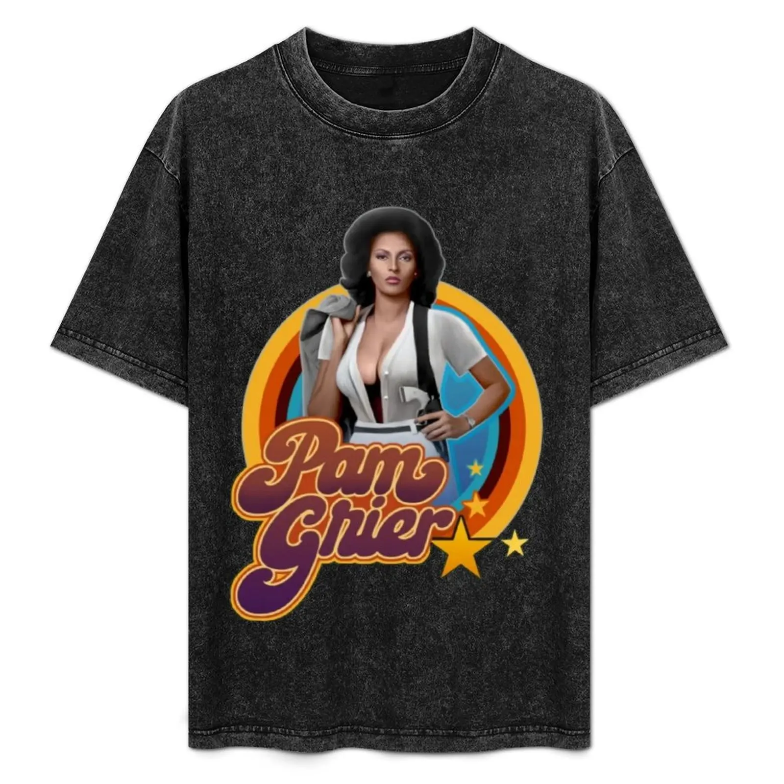 

Pam Grier T-Shirt Basic Solid Color Short Sleeve Cotton Top