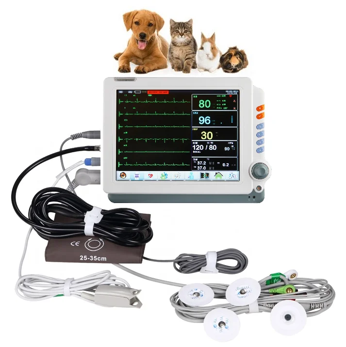 Inch Veterinary Patient Monitor Portable For Animals Monitor Patient Vital Signs with Trolley Optional