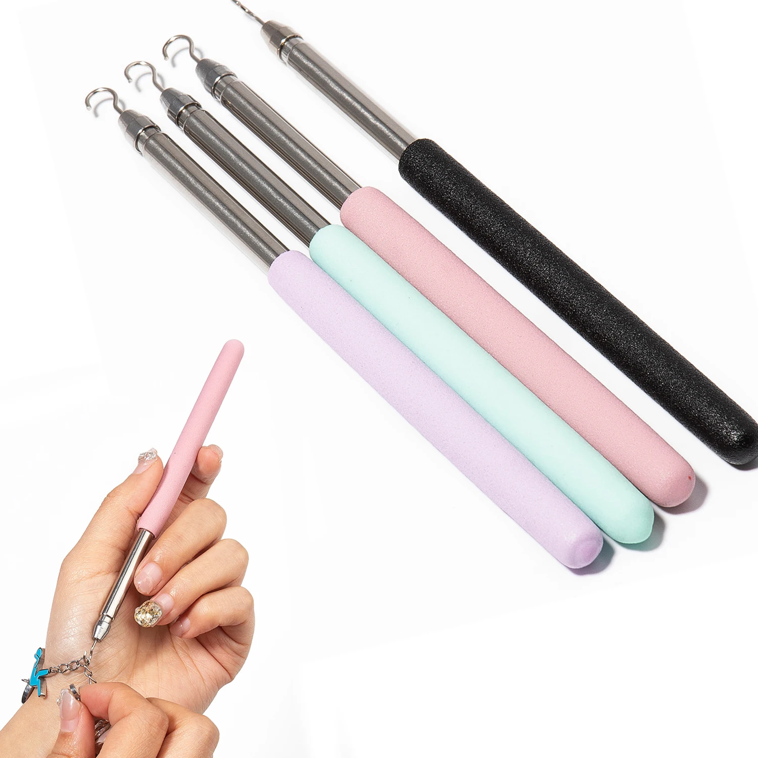 스테인레스 스틸 팔찌 도우미 후크 도구, 손목 착용 팔찌 보조 도구, 쥬얼리 착용 도우미 도구, 1 개