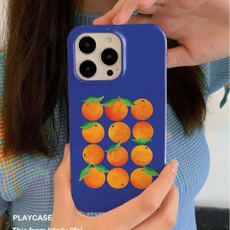 Funda de Teléfono con Diseño de Mandarina Azul para iPhone 17 Air, 16E, 15 Pro Max, 14 Plus, 13, 12 Mini, 11 Pro, 16 Plus, XR, XS Max, SE, Carcasa Acrílica