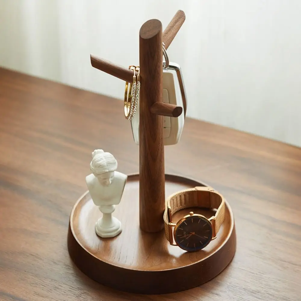 Key Holder for Desktop, Hallway Beech/Walnut Wooden Branch Storage Rack Desk Organizer Jewelry Display Stand Storage Tray
