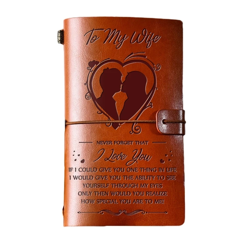 Elegant Handcrafted Diary Notebook Engraved Leather Journal Message Note Book to My Daughter /to My Wife Handwriting Pocketbook