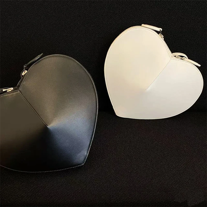 حقيبة متخصصة عالية الجودة ثلاثية الأبعاد على شكل قلب، حقيبة قلب للإبط من الجلد الطبيعي بكتف واحد، حقيبة كروس #3