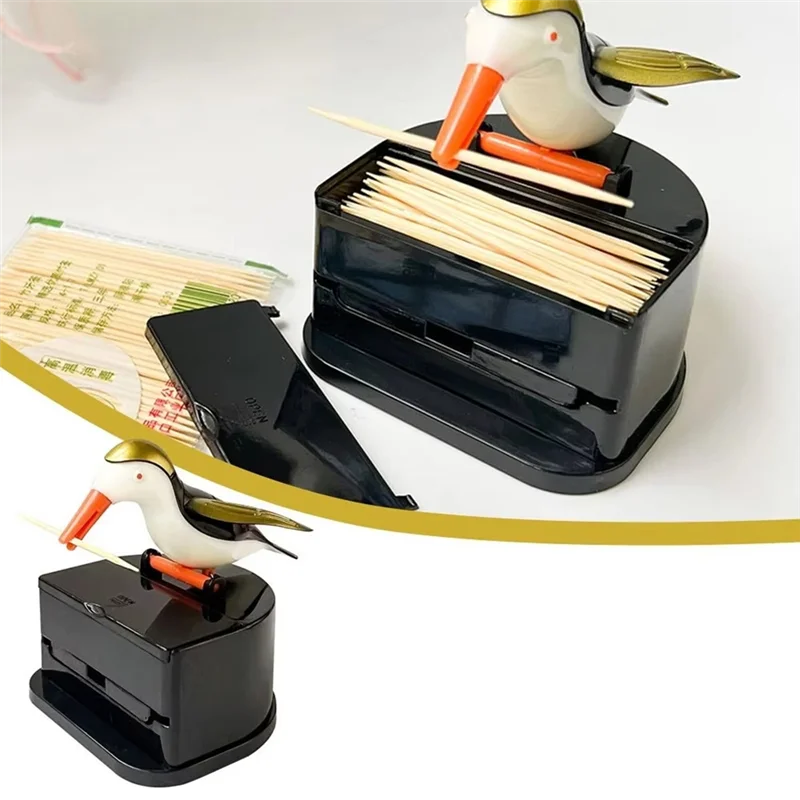 AB66-Kreskówkowy Pojemnik na Wykałaczki z Kolibrem Automatyczny Dozownik Wykałaczek Pudełko Dekoracja Domu Akcesoria Kuchenne