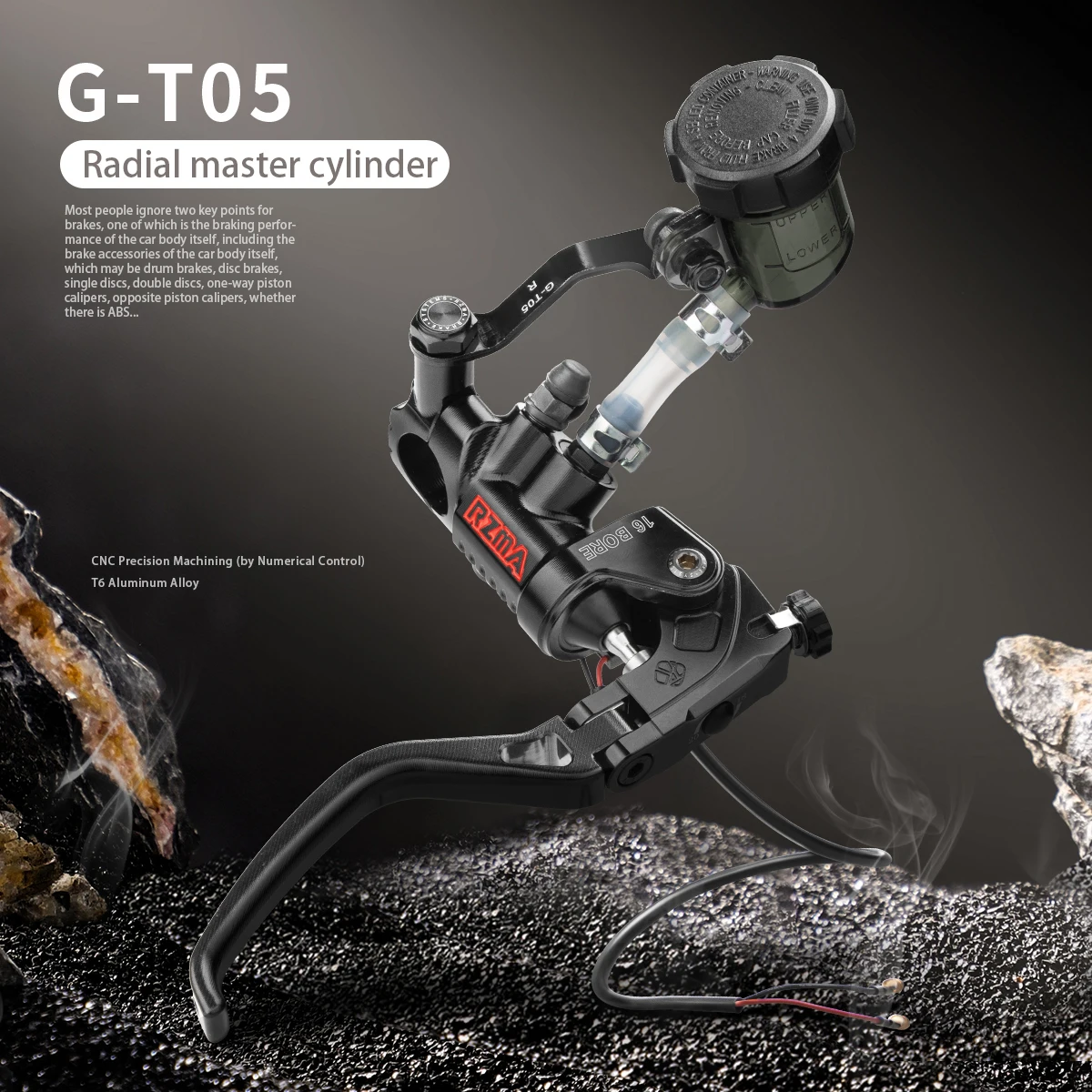 

GT05 New Generation Radial Race-Spec Master Cylinder: Folding Lever with Adjustable Leverage Ratio & Linear Hydraulic Feedback