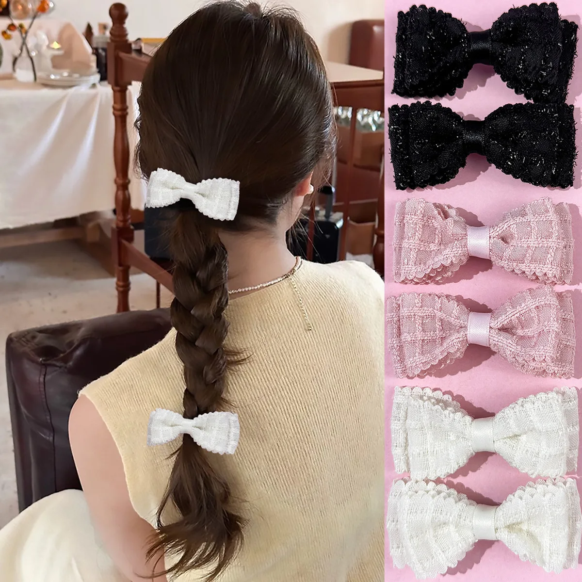 36pcs Cotton Fabric Bow Hairpins 3.8 Inch Ribbon Bow Hair Clips for Women Girls Bridal Hairgrips Fashionable Headwear Bulk Pack