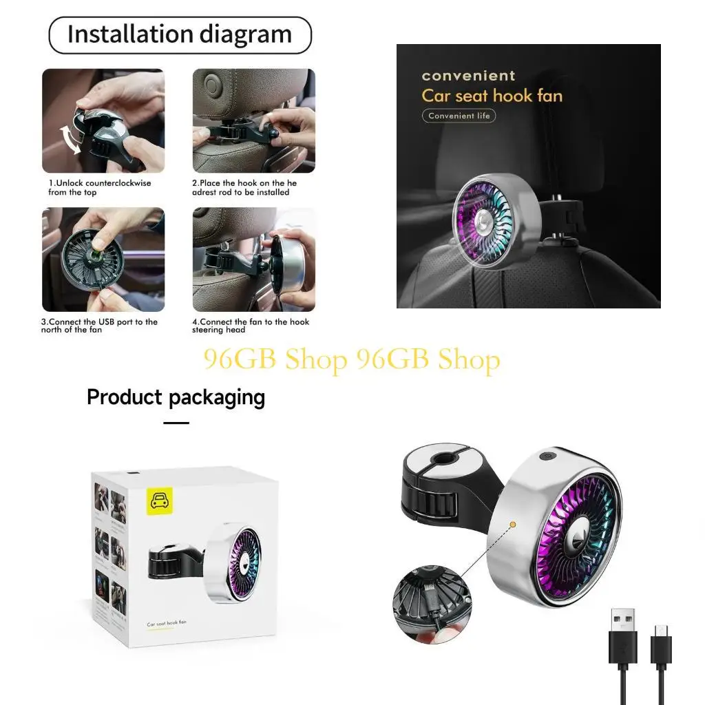 

96 ГБ автомобиль Air Outlet USB Creative-Dazzle Little Fean с легким малым вентилятором 3-летние охлаждение для автомобильных